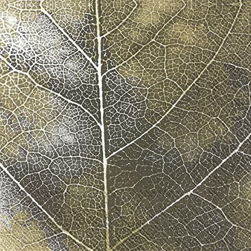 Serviette en papier motifs feuilles nervurées tons or et bruns