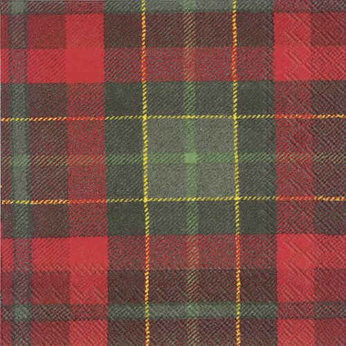 Serviette en papier motif écossais tartan rouge et vert