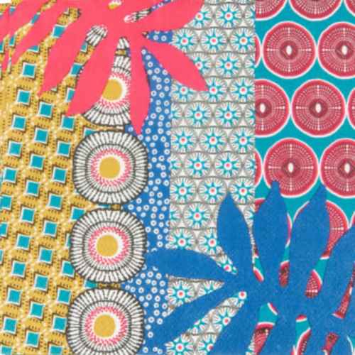 Serviette en papier motif imprimé africain style wax coloré