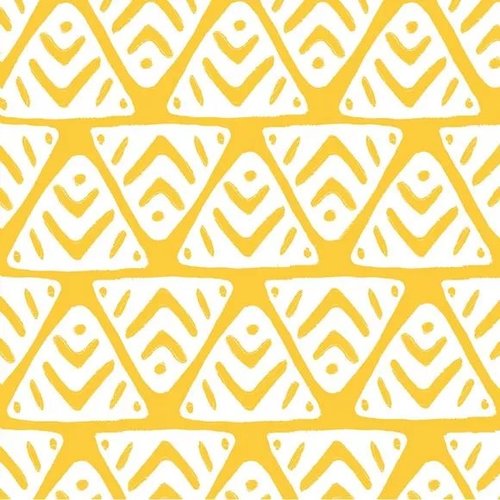 Serviette en papier motif ethnique wax en frise jaune et blanc