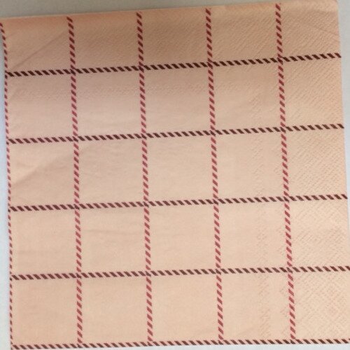 Serviette en papier motif graphique "carreaux roses torchon - lignes hachurées" 