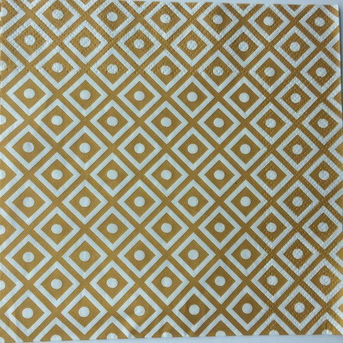 Serviette En Papier Motif Graphique Et Geometrique Losanges Jaune D Or Sur Fond Blanc Un Grand Marche