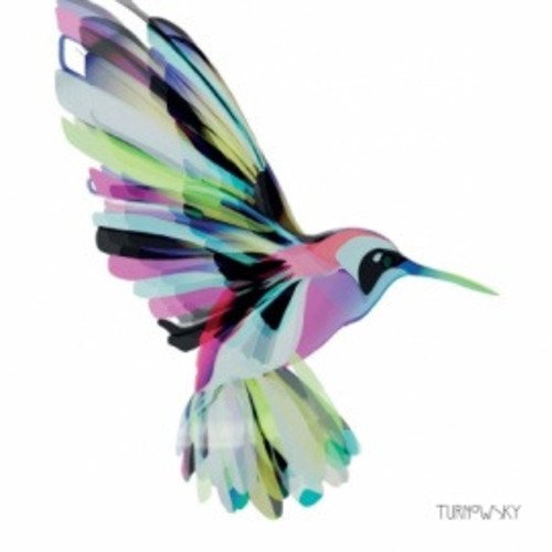 Serviette en papier motif coloré oiseau colibri en vol sur fond blanc