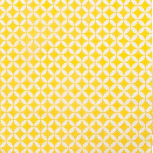 Serviette en papier motif géométrique jaune et blanc