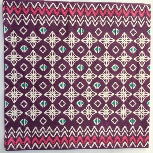 Serviette en papier motif géométriques azulejos - carreaux  - carrelage violet 