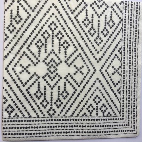 Serviette en papier motif géométriques orientaux - moucharabieh noir et blanc 