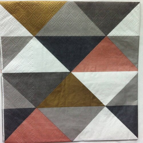 Serviette en papier motif graphique triangles colorés 