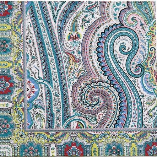 Serviette en papier motif dessins motifs paisley (style cachemire ou iran) tons bleus 