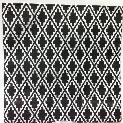 Serviette en papier motif graphique et géométrique losanges noirs sur fond blanc 