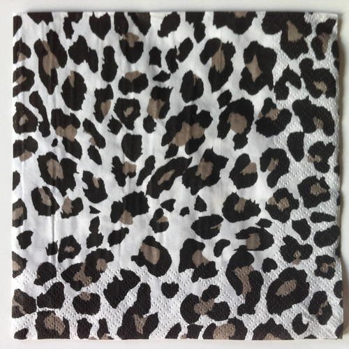 Serviette en papier motif fourrure de léopard sur fond blanc - un seul pli