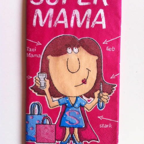 Mouchoir en papier motif coloré super mama 8 faces - petit format 