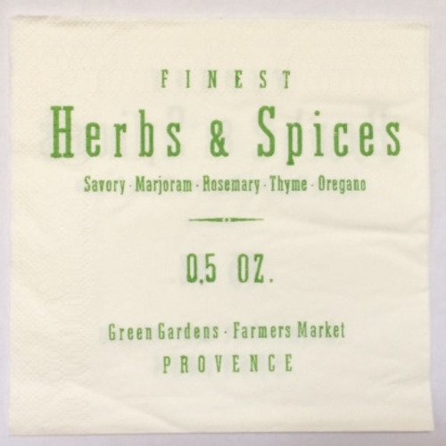 Serviette en papier motif pub américaine vintage "finest herbs & spices" 