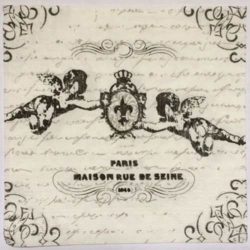 Serviette en papier motif "anges sur décor ancien - paris" rue de seine