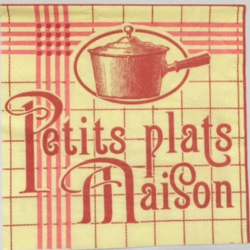 Serviette en papier motif bistrot "petits plats maison" 
