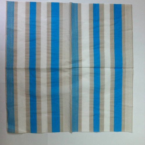 Serviette en papier motif graphique "rayures bleues et beiges" 