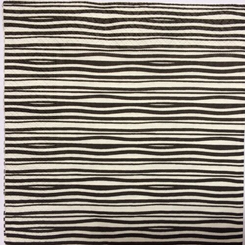 Serviette en papier motif fines rayures ondulées - vaguelettes noir sur fond blanc
