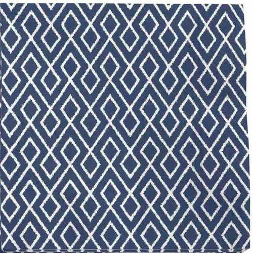 Serviette en papier motif graphique et géométrique losanges blancs sur fond bleu marine 