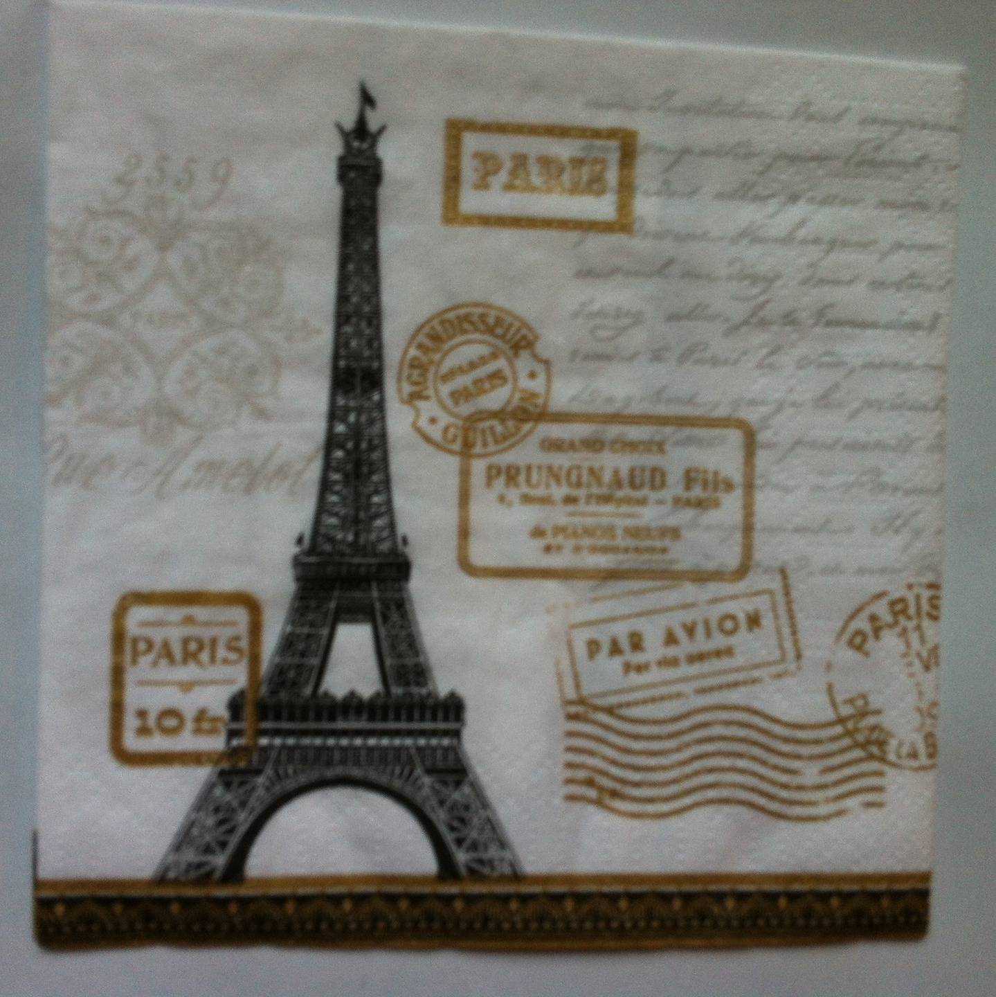Lot 20 Mouchoirs Serviette Papier Souvenir Paris France Tour Eiffel 17,5 cm C 