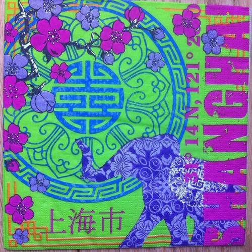 Serviette en papier motif pimpant éléphants shanghai ambiance chine 