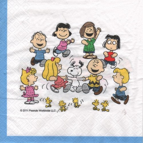 Serviette en papier motif snoopy, charlie brown et personnages peanuts 