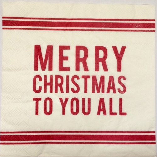 Serviette en papier motif "merry christmas to you all" joyeux noël 