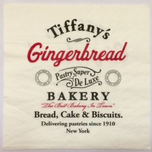 Serviette en papier motif pub américaine vintage "tiffany's gingerbread bakery" 