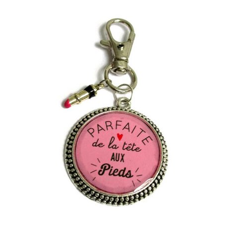 Porte clé parfaite de la tête aux pieds, rose, meilleure amie, cadeau pour elle, résine, porte clés rose, cabochon