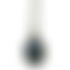 Collier oval motif ethnique bleu, collier hippie, motif géométrique, sautoir bleu et blanc, minimaliste, simple, cabochon