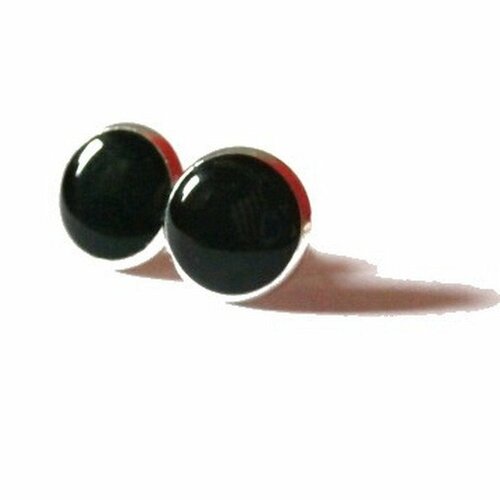 Boucles d'oreilles noires, bijoux noir,  printemps, couleurs, minimaliste, simple, pop, cabochon