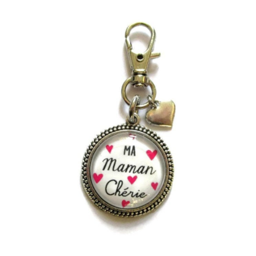 Porte clé "ma maman chérie", coeur rose, cadeau fête des mères