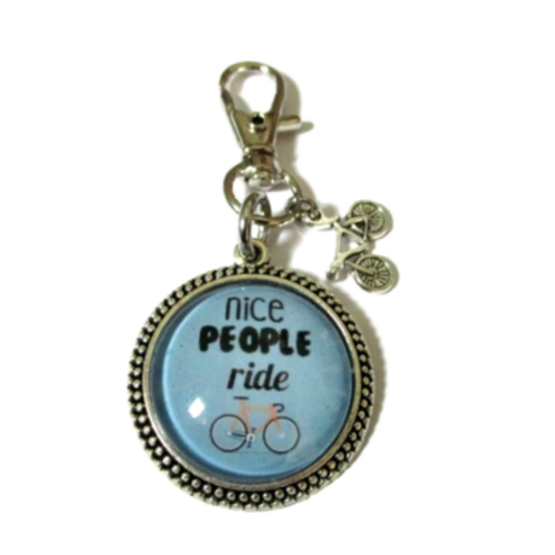 Porte clé nice people ride bicycle, porte clé vélo, cadeau fan de vélo,