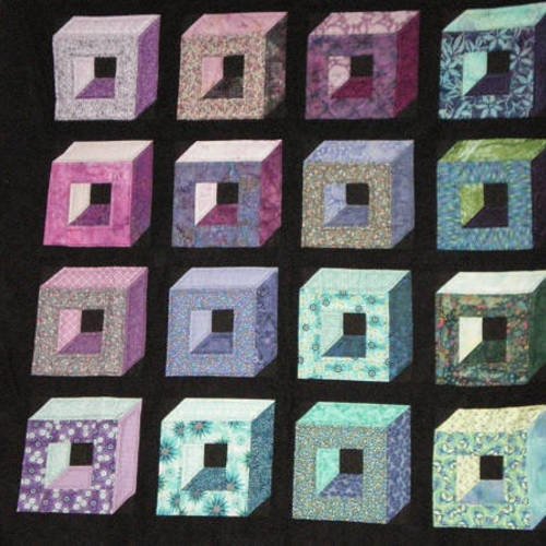 Patchwork plaid cubes en 3d du rose au bleu