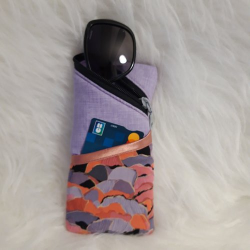 Etui à lunettes en tissu patchwork, modèle iroko de l'atelier ophéa