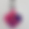 Porte-clés coeur tressé en simili rose et violet modèle ar'lequine