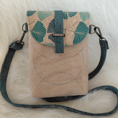 Pochette en liège, à bandoulière pour téléphone et autre, modèle eliane, de my sewing world