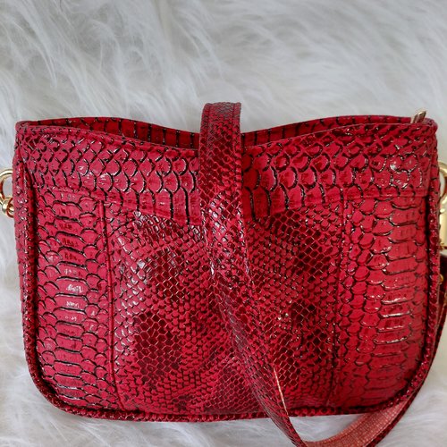 Sac à main à bandoulière en simili comodo rouge, modèle eva de shamballabags