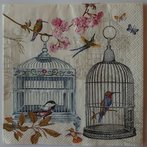 Serviette en papier "cage aux oiseaux"