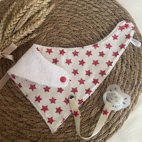 Bavoir bandana avec accroche tetine