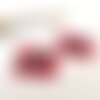 Boucles d'oreilles square- cuir - rouge - craquelé - laiton cuivré - cuirs superposés - defilenvadrouille - bijoux femme - fait main