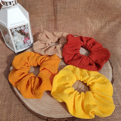 Chouchous double gaze de coton- tons jaune orangé- couleur au choix