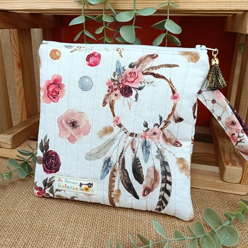 Trousse matelassée - trousse plate - attrapes rêves