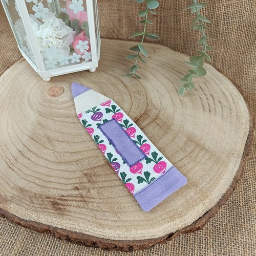 Marque pages crayon personnalisable - modèle radis rose et mauve