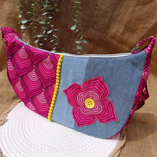Sac à main- sac femme-sac bandoulière- wax et jeans