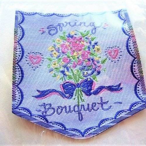 Applique thermocollante spring bouquet patch écusson 8.5 x 7.7 cm pour couture customsation textile et accessoire