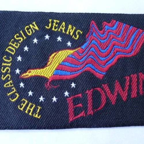 Applique, patch, écusson "the classic design jeans" edwin fond bleu marine