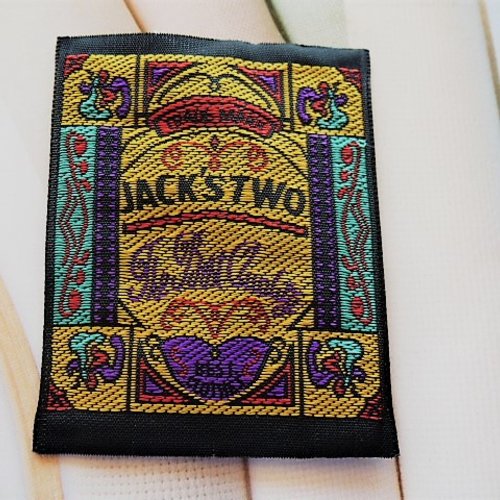 Applique jack's two jaune d'or et violet fond noir patch écusson vintage 5022 pour customisation et décoration couture à coller