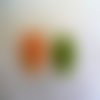 2 perles palets ovales 14 x 11 mm verre millefiori 1 orange et 1 verte