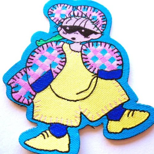 Applique garçon masqué patch bleu de 10 cm
