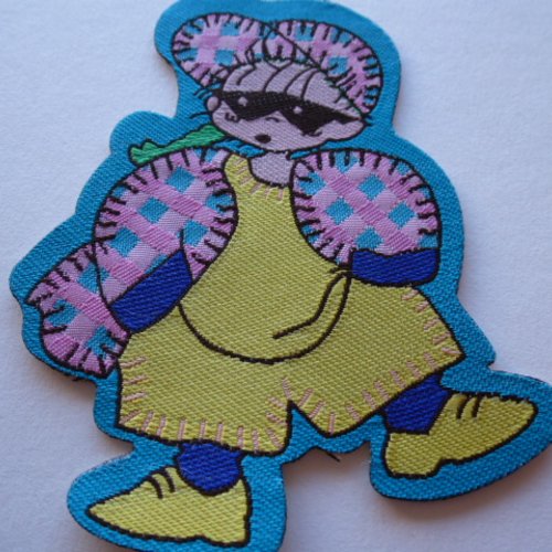 Applique garçon masqué 7501.1 patch bleu de 10 cm pour customisation couture vêtements ou accessoires enfants à coudre ou à co