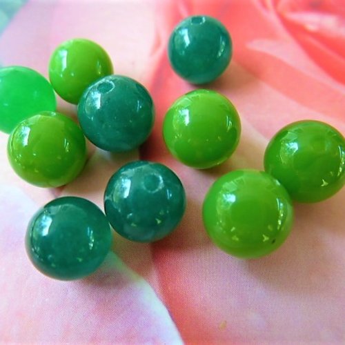 10 perles jade teintée rondes dégradé de verts 8 mm pl 282 pour créations bijoux, artisanales, loisirs créatifs et travaux manuels